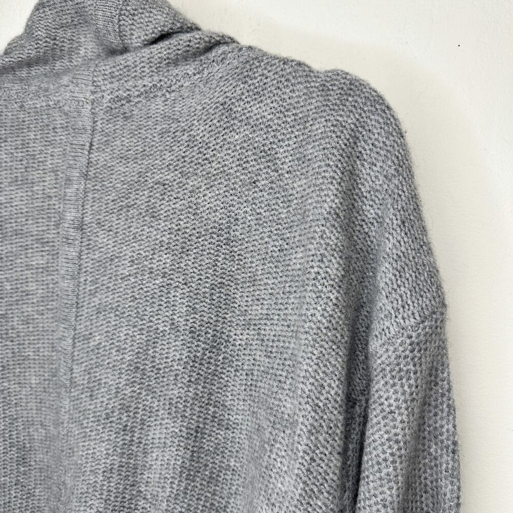 360 Cashmere Grey Draped Wrap Tie Front Moto Waterfall Cardigan Sweater Small - Picture 11 of 15